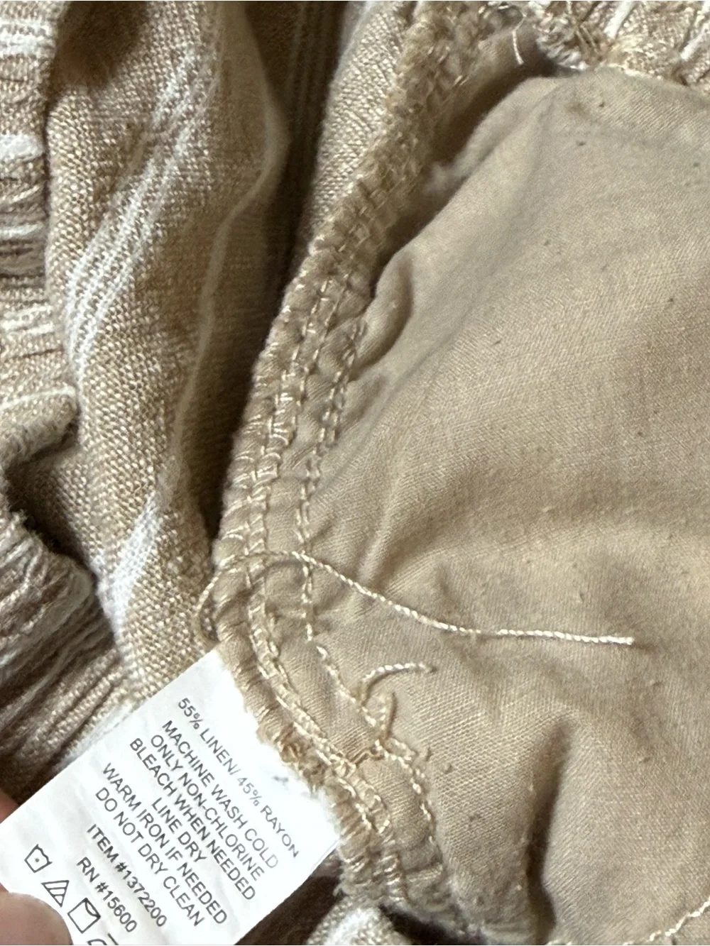 Briggs S Linen Blend Wide Leg Striped Pants Tan Beige Coastal Grandma Boho